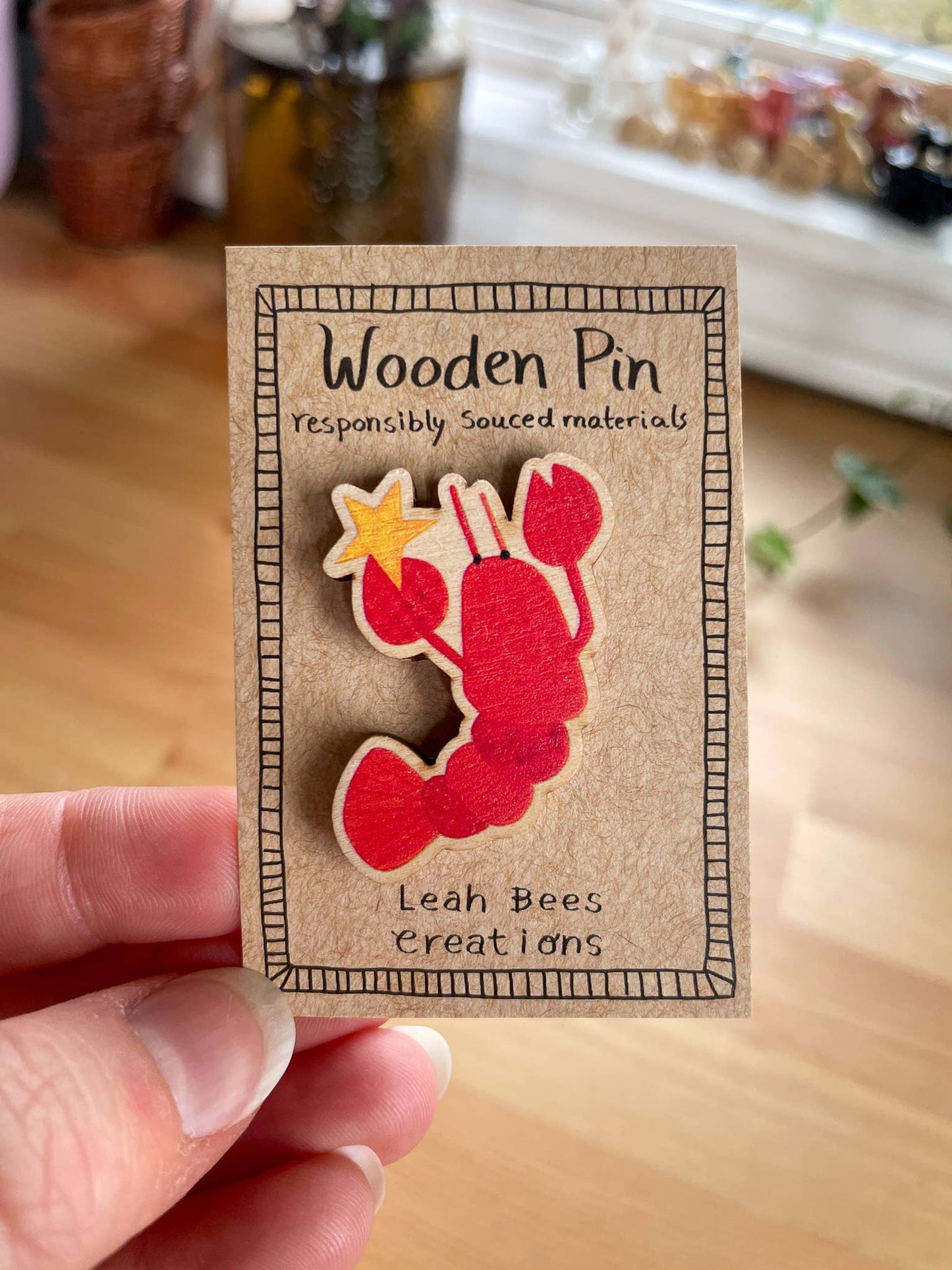 Leah Bees Creations - Lobster - Wooden Pin