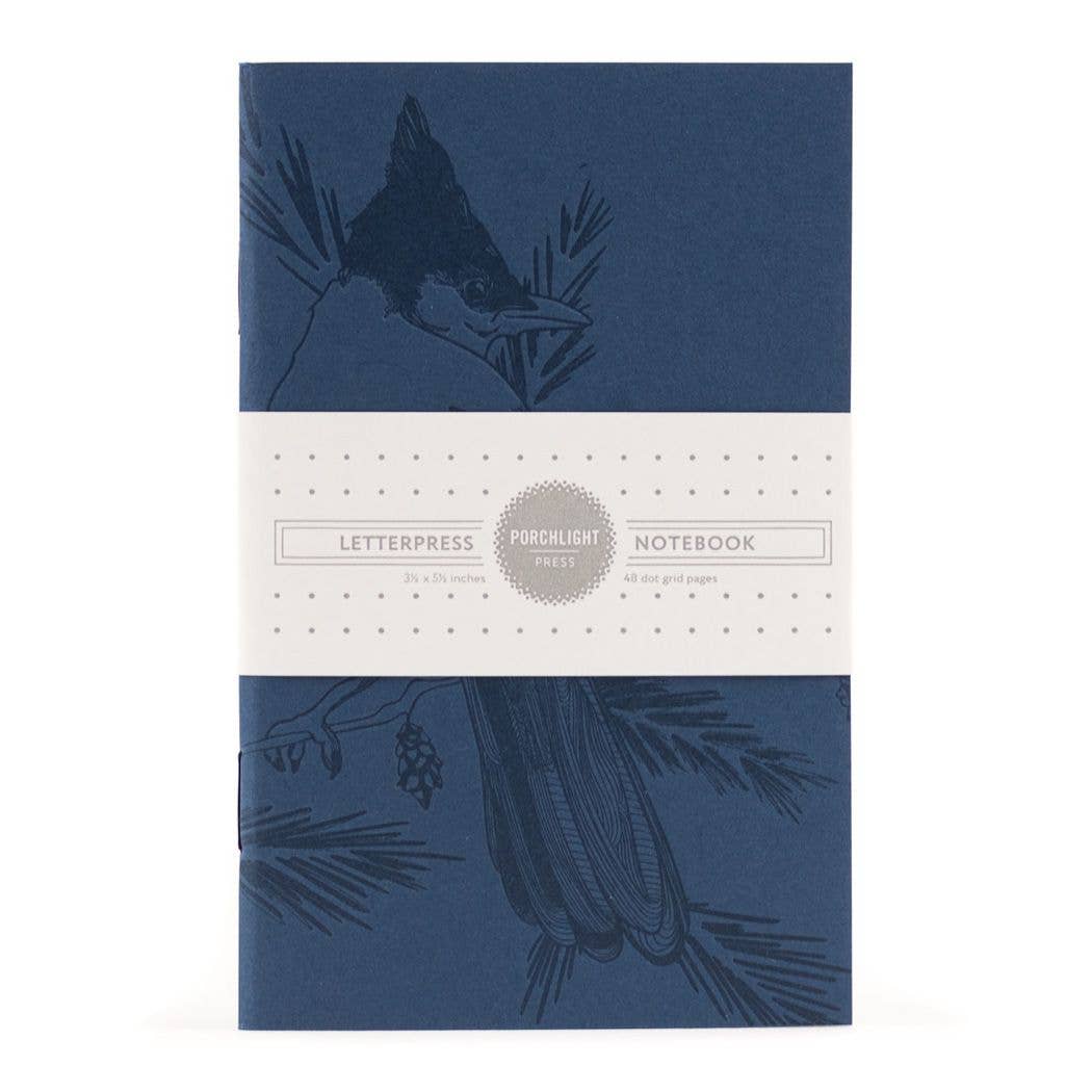 Porchlight Press Letterpress - Stellar Jay Mono Birds -  Pocket Notebook