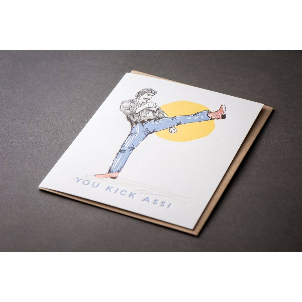 Porchlight Press Letterpress - You Kick Ass Throwback Card - Agricola Street Books