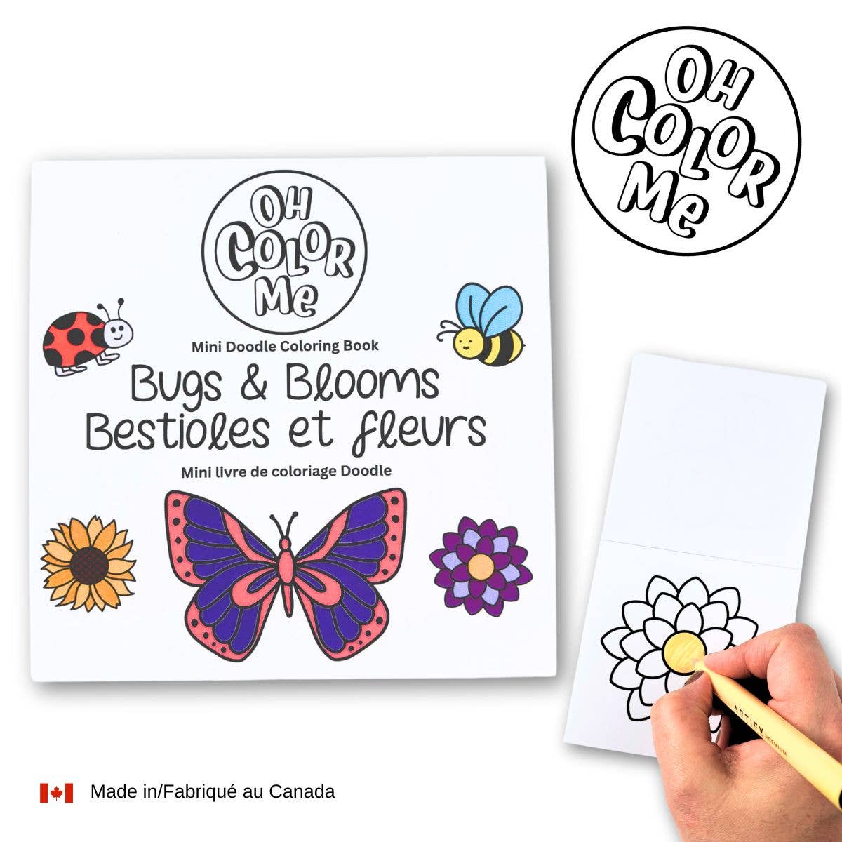 Oh Color Me - Mini Coloring Book Bugs & Blooms, Grab & Go Stocking Stuffer