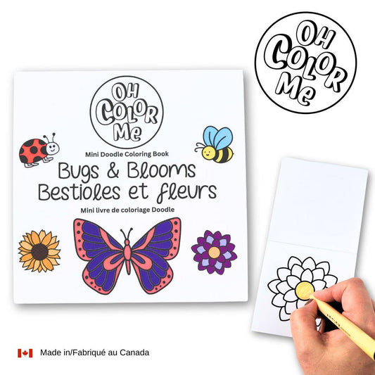 Oh Color Me - Mini Coloring Book Bugs & Blooms, Grab & Go Stocking Stuffer