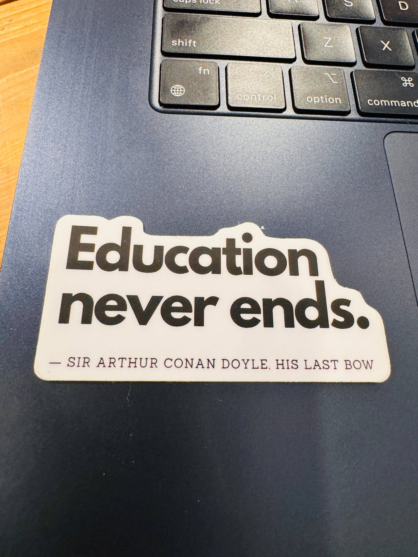 NovelTea Bookstore & Gifts - "Education Never Ends"  Sherlock Book Quote Vinyl Sticker