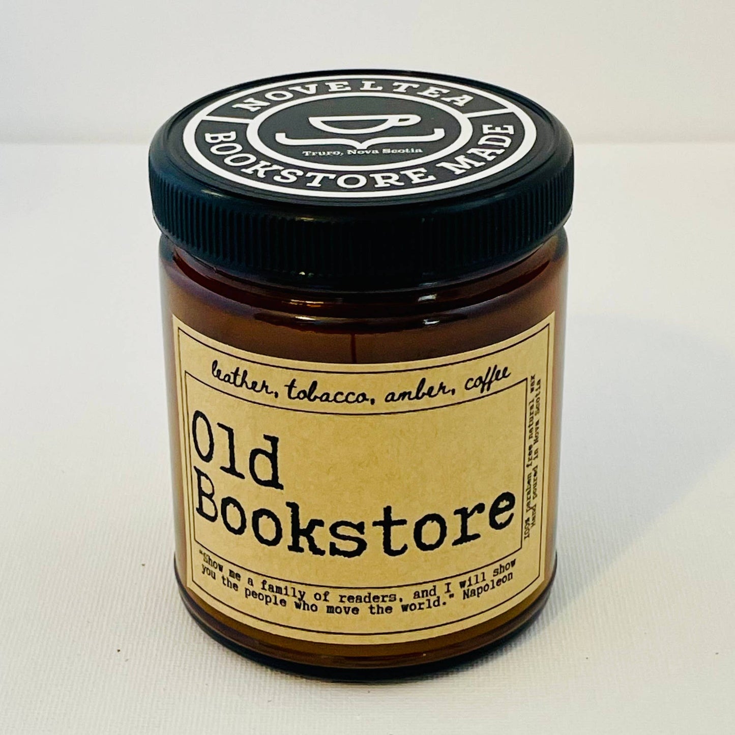 NovelTea Bookstore & Gifts - Old Bookstore - Leather & Coffee Scented Candle