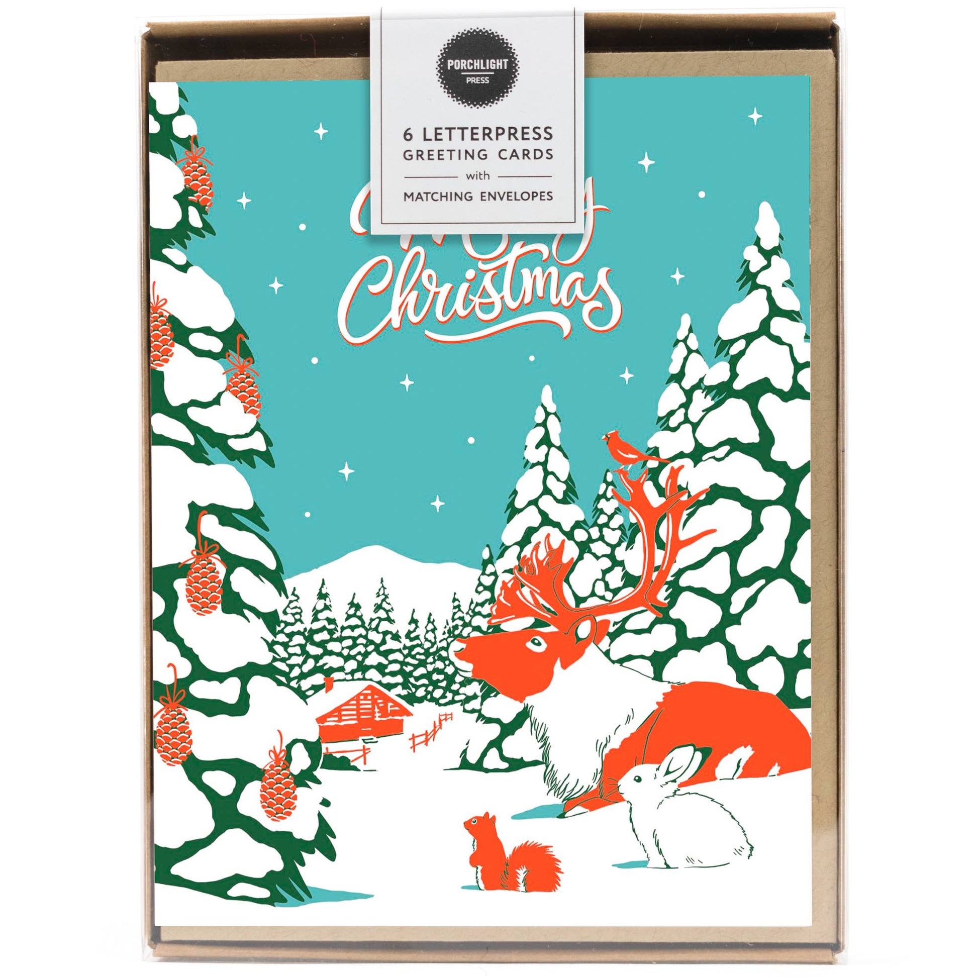 Porchlight Press Letterpress - Vintage Animal Country Christmas Card - Agricola Street Books