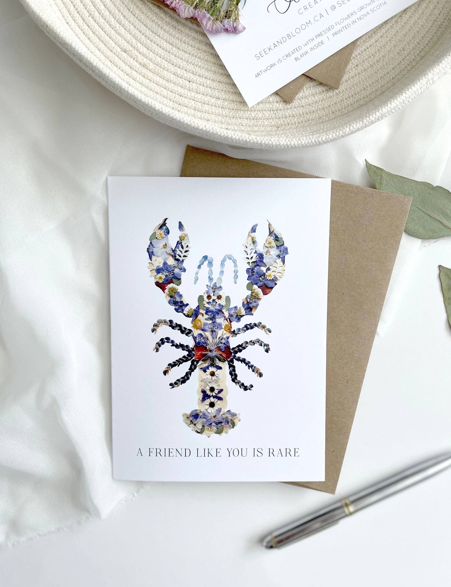 Seek & Bloom Creative Co. - Lobster Blue, A Friend Like You is Rare, Large Greeting Card - Agricola Street Books