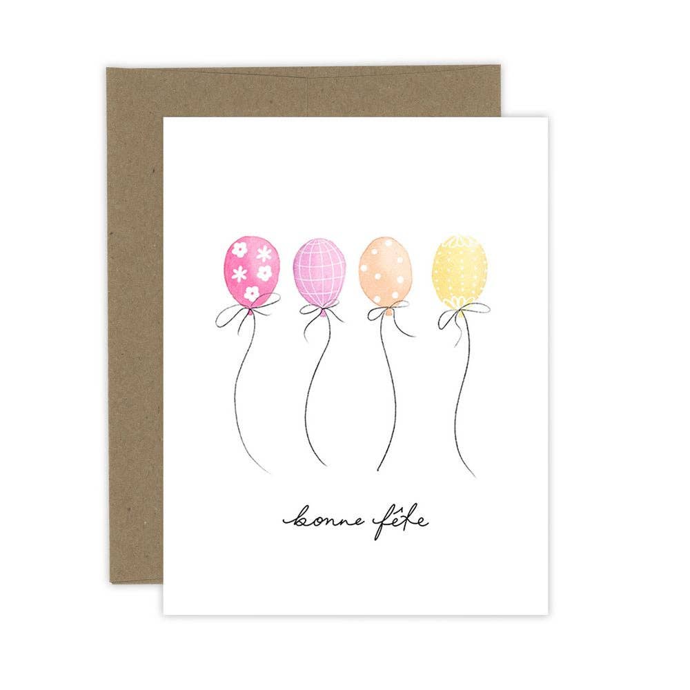 Almeida Illustrations - Bonne Fete Birthday Card | French Balloons Celebration Card