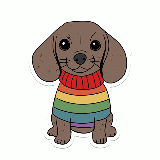 Rebel and Siren Stickers - Rainbow Dachshund Dog | Pride | Waterproof Sticker | 3"