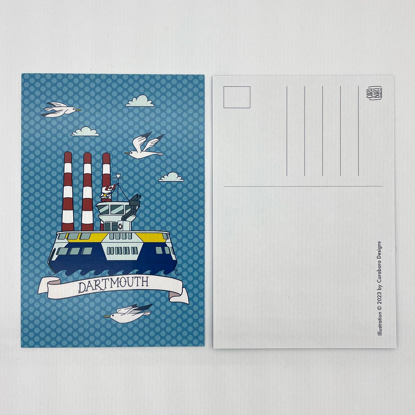 Carabara Designs - Dartmouth Ferry & Stacks Postcard - Agricola Street Books
