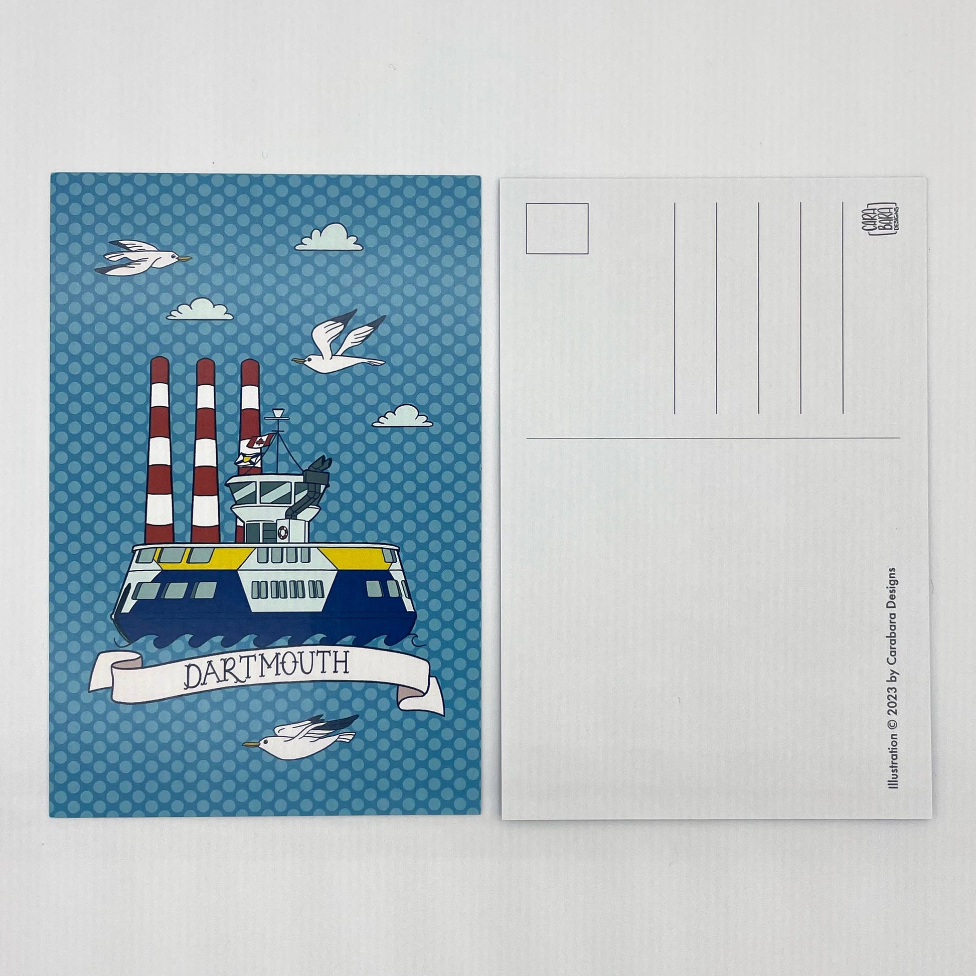 Carabara Designs - Dartmouth Ferry & Stacks Postcard - Agricola Street Books