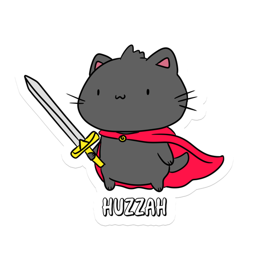 Rebel and Siren Stickers - Huzzah Cat | Fantasy | Waterproof Sticker | 3"