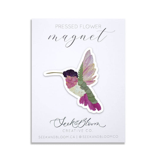 Seek & Bloom Creative Co. - Hummingbird, Pressed Flower Art, 3" Magnet