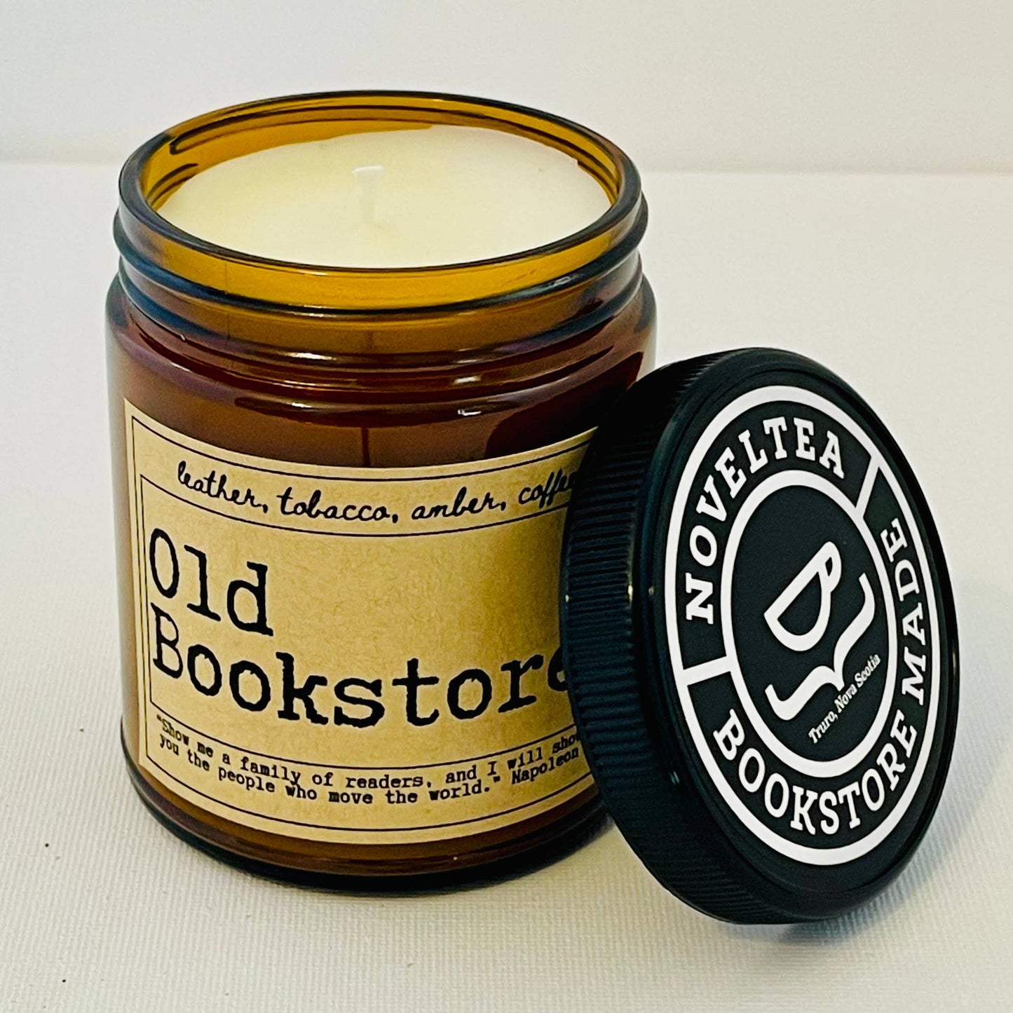 NovelTea Bookstore & Gifts - Old Bookstore - Leather & Coffee Scented Candle