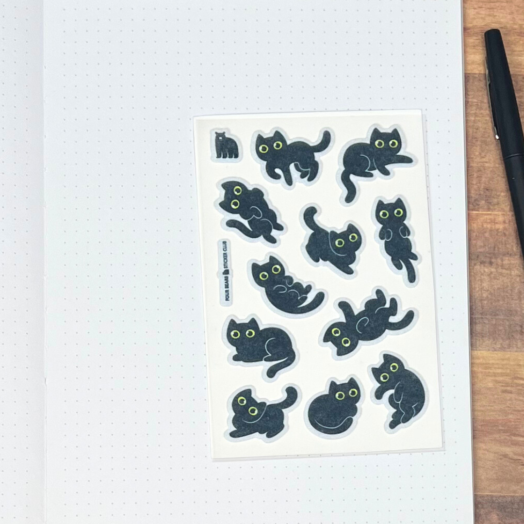 Four Bears Sticker Club - Fuzzy Black Cats