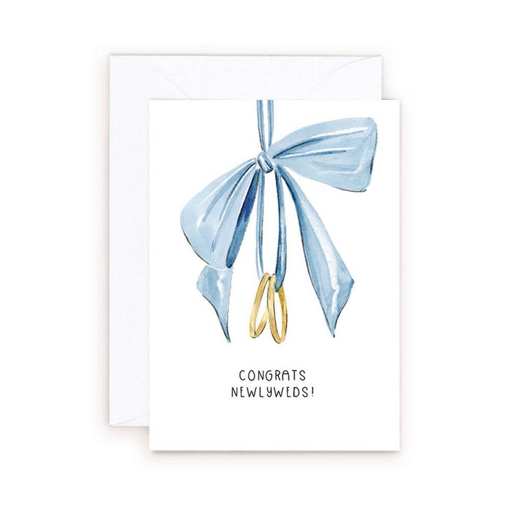 Almeida Illustrations - Mini Card - Wedding Rings & Bows Enclosure Card - Agricola Street Books