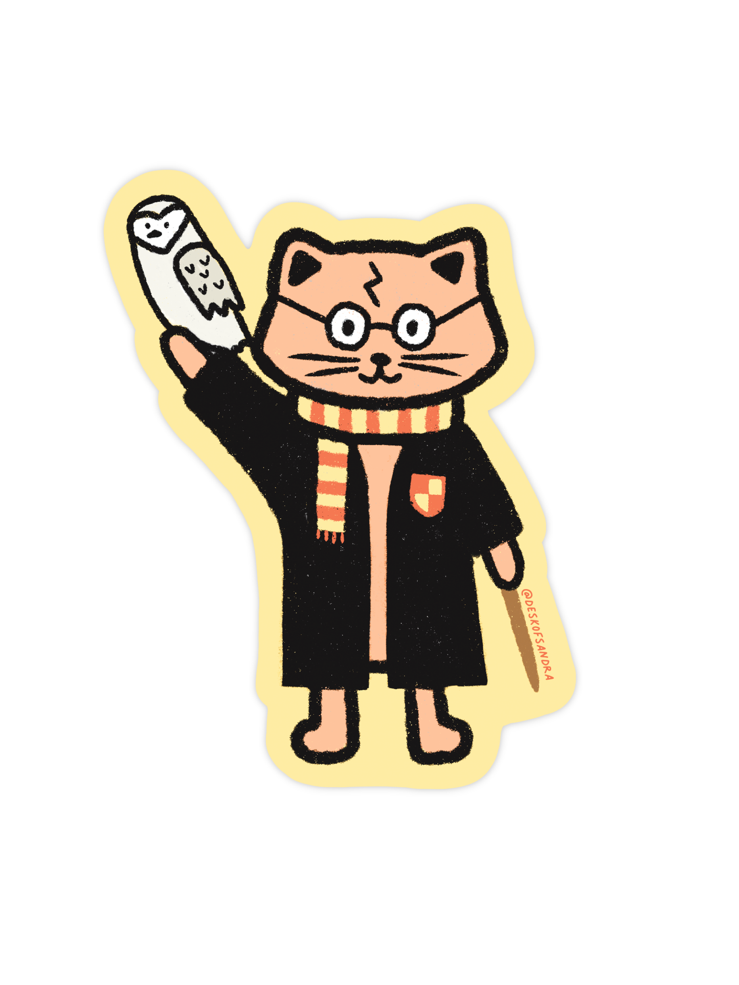 Desk of Sandra - Cat Wizard Vinyl Sticker