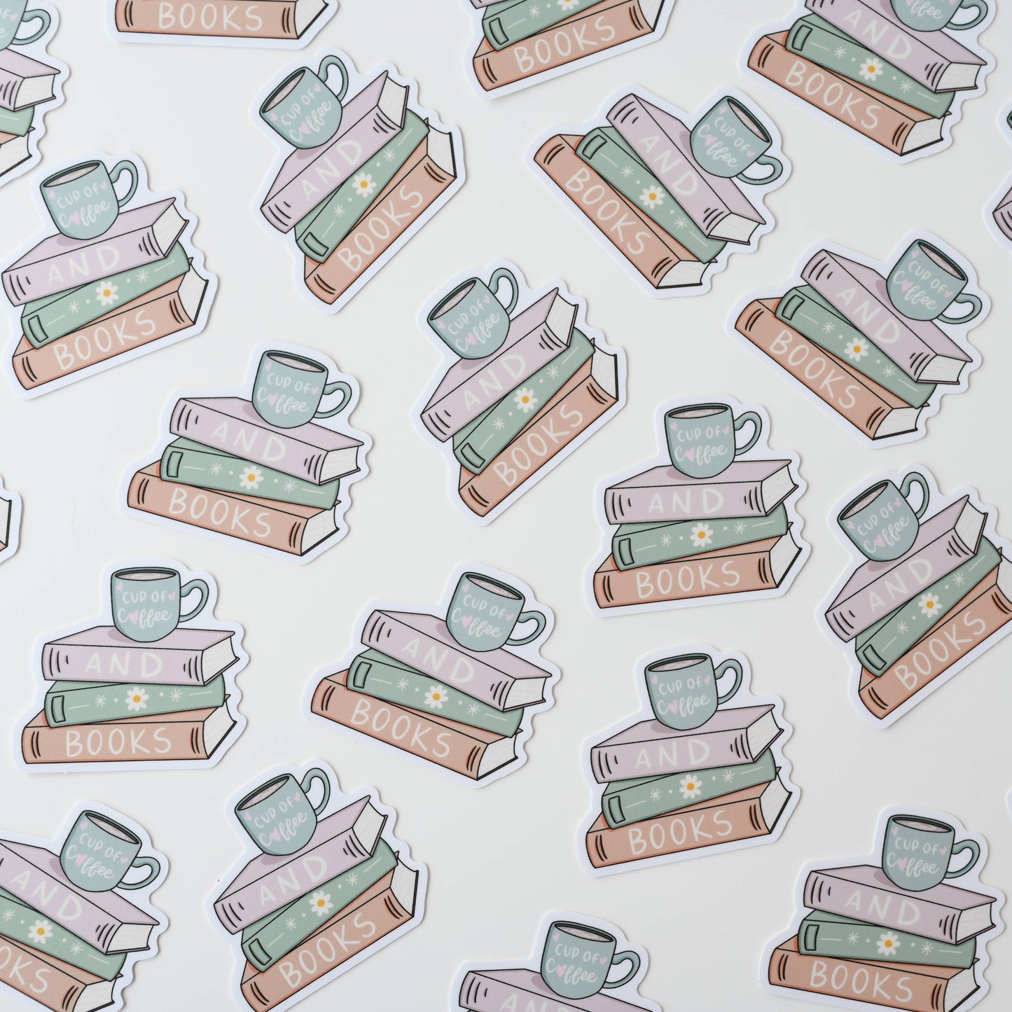 Simple Whimsy - Cup of Coffee and Books Sticker