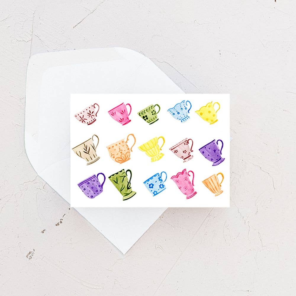 Almeida Illustrations - Mini Card - Teacup Party Enclosure Card - Agricola Street Books