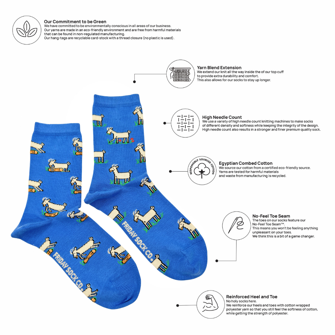 Friday Sock Co. - Women's Goats This Did Good Mismatched Crew Socks