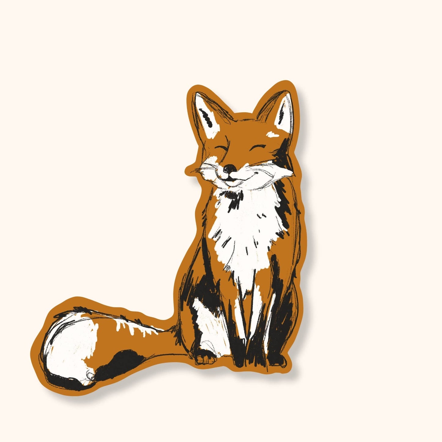 Brush + Bird Paper Co. - Smiling Fox Waterproof Vinyl Diecut Sticker | Outdoorsy Gift