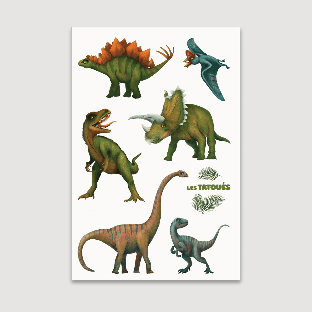 Les Tatoués - Dinosaur Themed Temporary Tattoos - Agricola Street Books