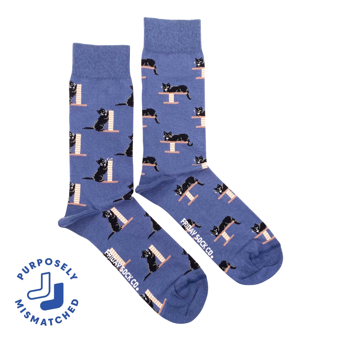 Friday Sock Co. - Men's Cozy Black Cat Mid-Calf Socks - Novelty Socks for Dad