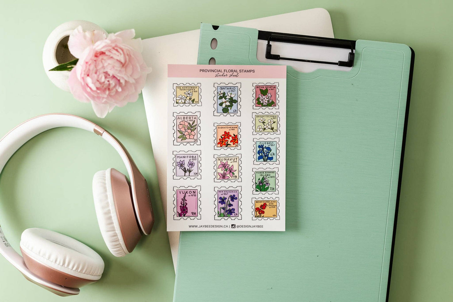 Jaybee Design - Provincial Floral Stamps Sticker Sheet