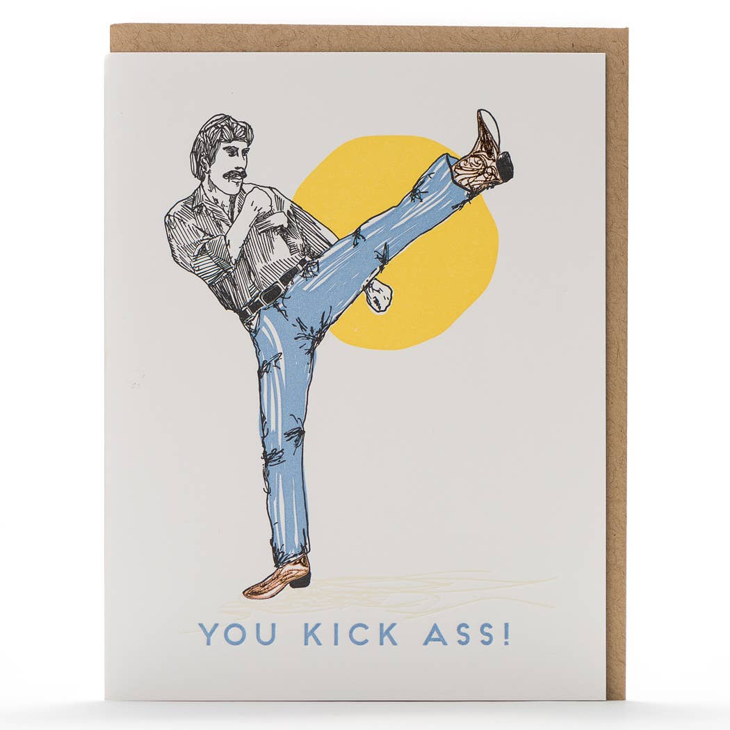 Porchlight Press Letterpress - You Kick Ass Throwback Card - Agricola Street Books