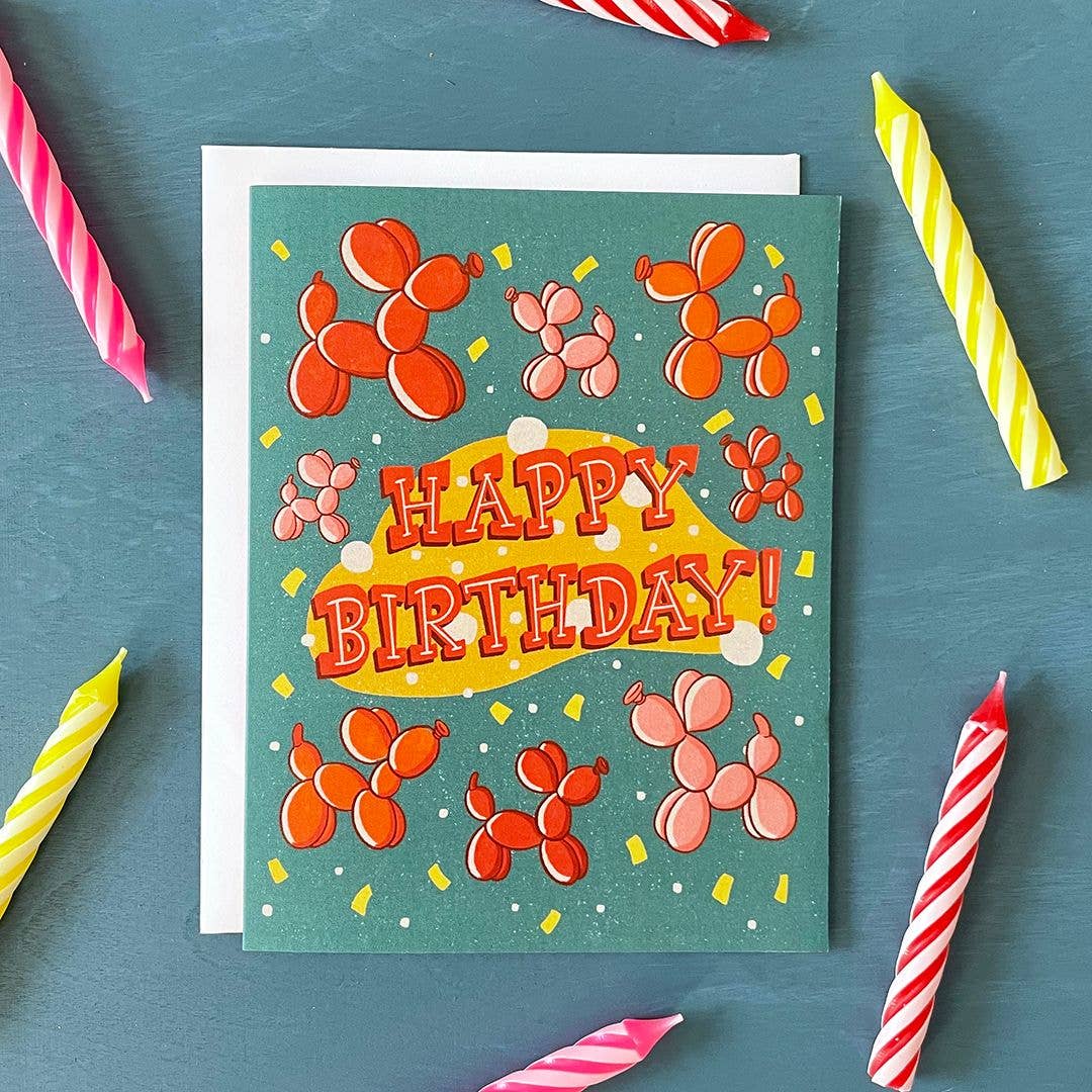 Carabara Designs - Balloon Animal Birthday Card - Agricola Street Books