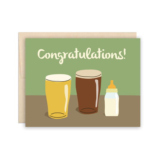 The Beautiful Project - Funny Baby Bottle Congratulations New Baby Craft Beer Card - Agricola Street Books