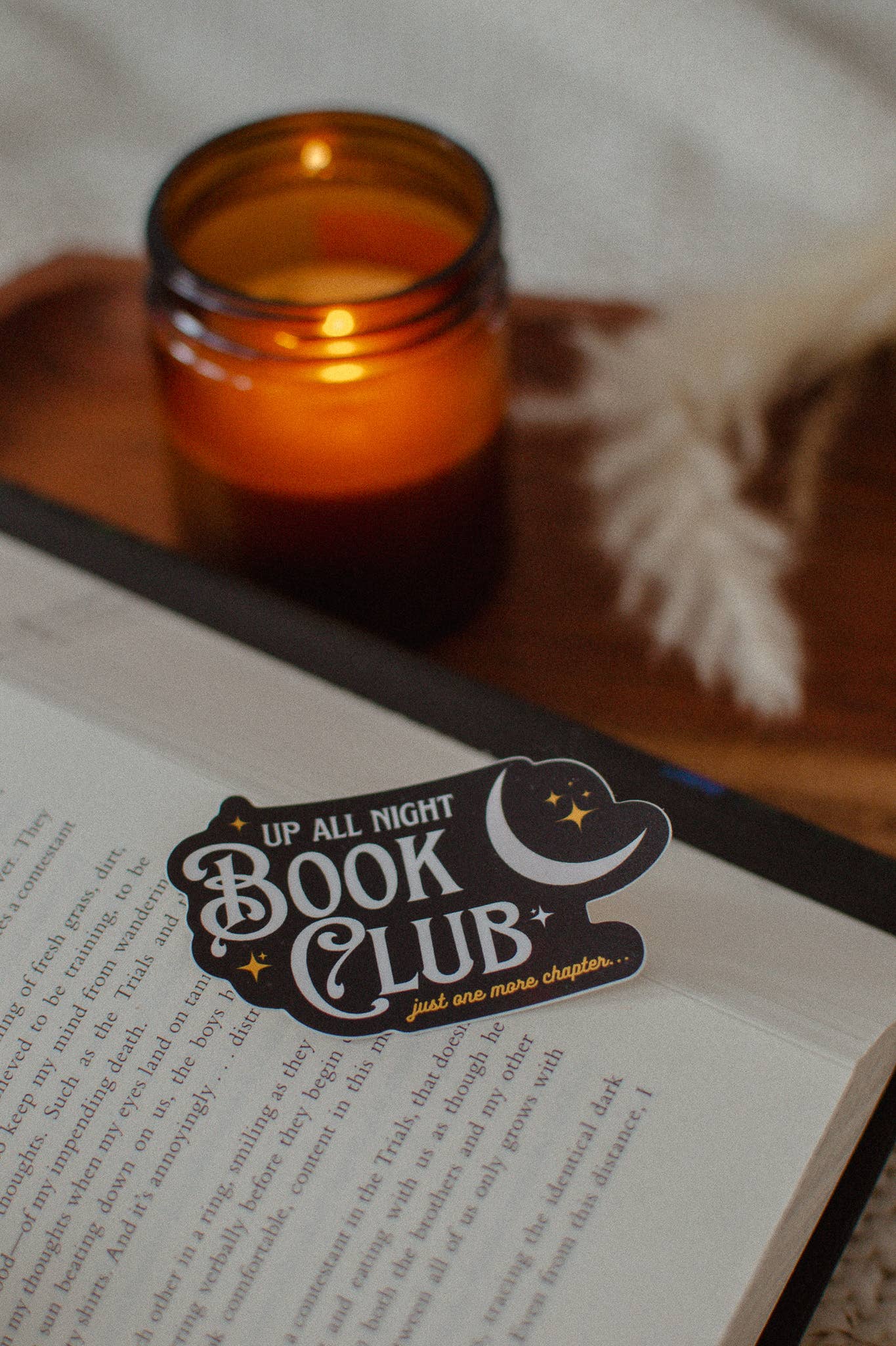 Brush + Bird Paper Co. - Book Club Sticker | Up All Night, Reader Vinyl Sticker