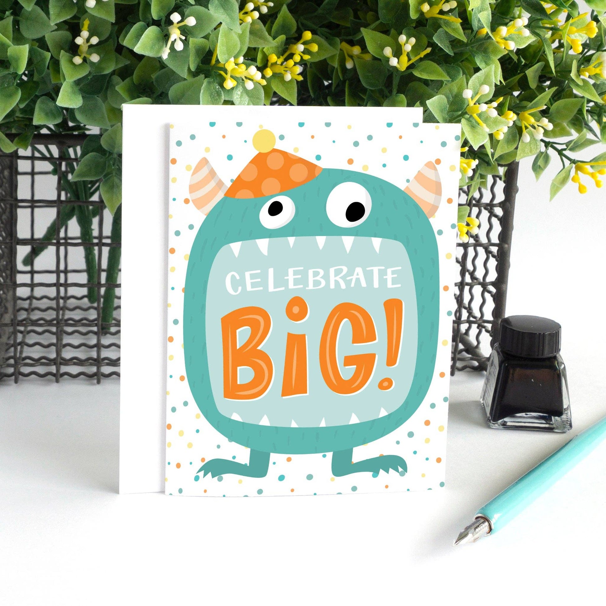 Pedaller Designs - Celebrate Big Kid's Monster Birthday Card - Agricola Street Books