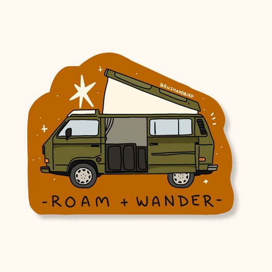 Brush & Bird - Westfalia Sticker | Roam and Wander, Adventure Vinyl Sticker