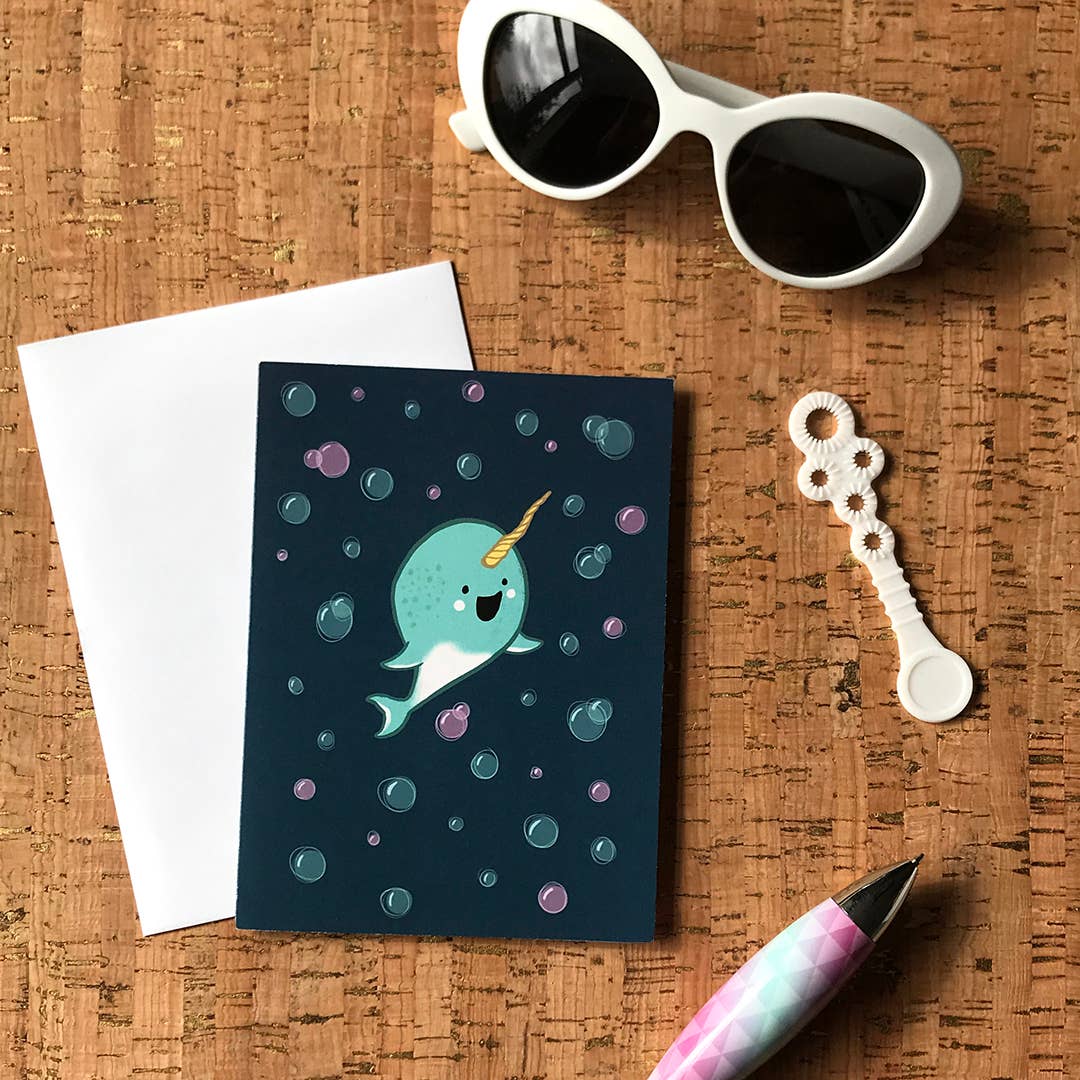 Carabara Designs - Baby Narwhal Card - Agricola Street Books