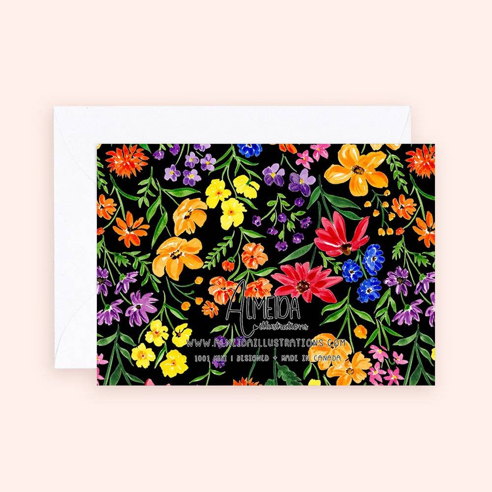 Almeida Illustrations - Mini Card - Contrast Wildflowers Enclosure Card - Agricola Street Books