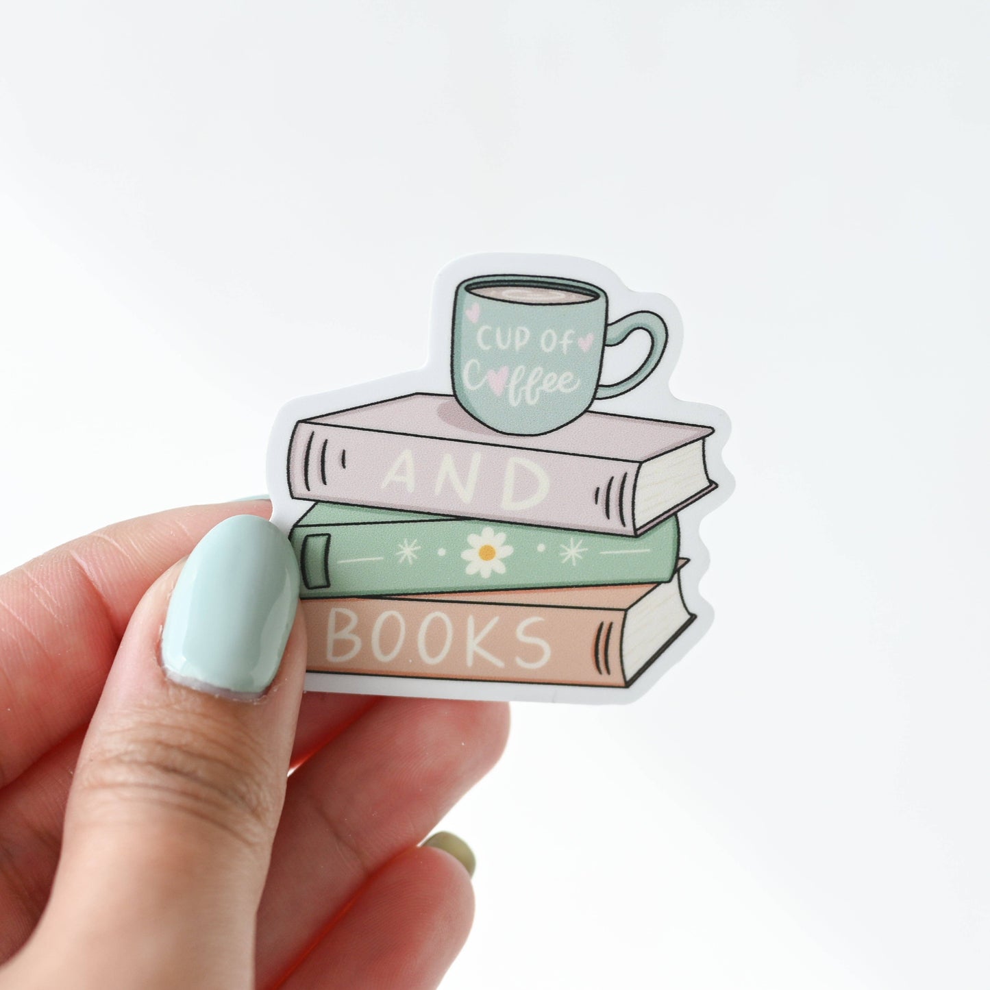 Simple Whimsy - Cup of Coffee and Books Sticker