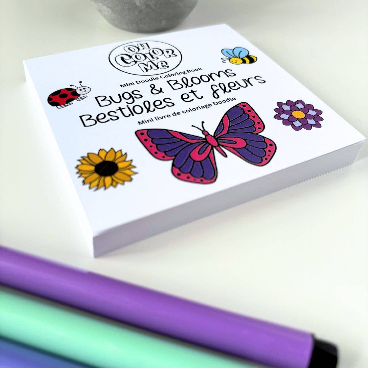 Oh Color Me - Mini Coloring Book Bugs & Blooms, Grab & Go Stocking Stuffer