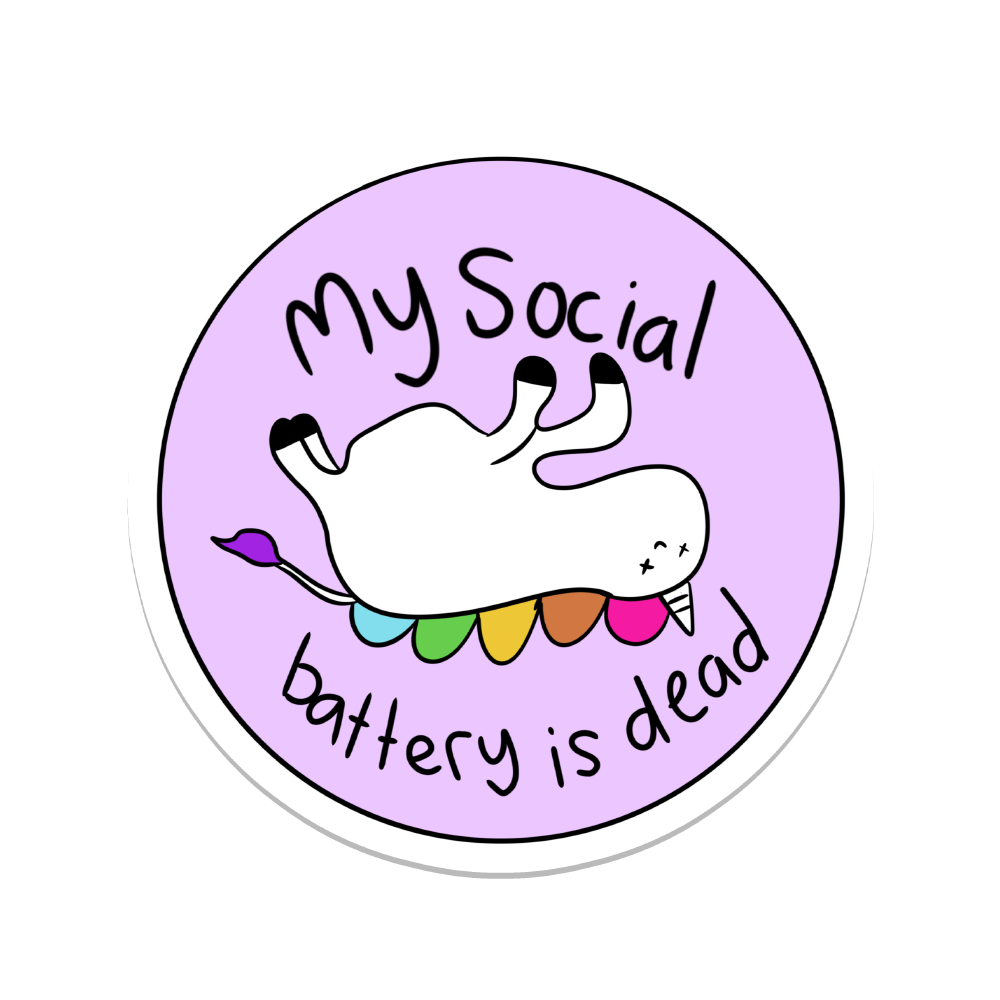Rebel and Siren Stickers - Social Battery Dead | Sarcastic | Waterproof Sticker | 2.5