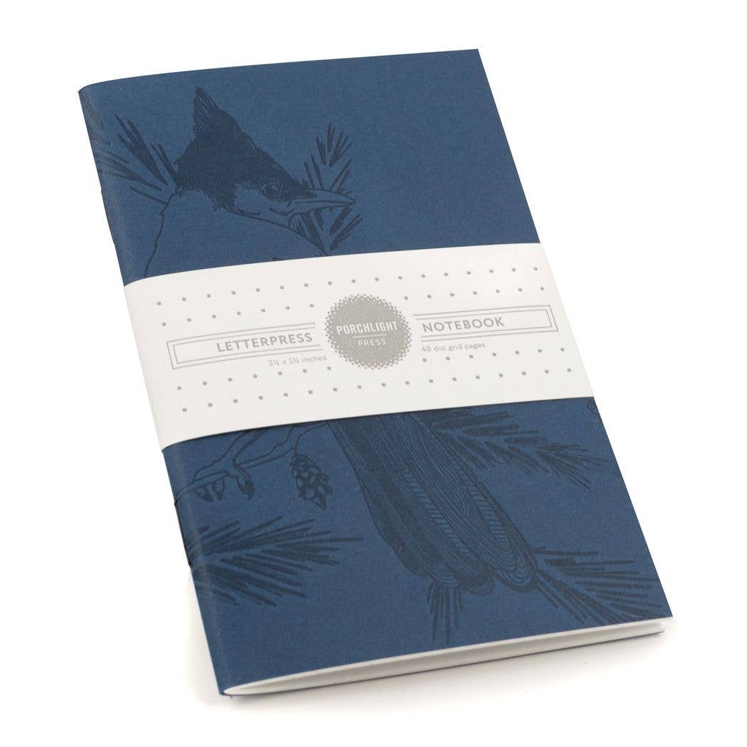 Porchlight Press Letterpress - Stellar Jay Mono Birds -  Pocket Notebook