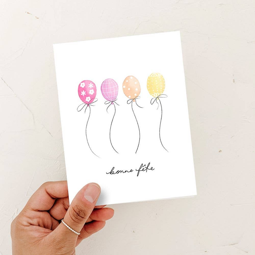 Almeida Illustrations - Bonne Fete Birthday Card | French Balloons Celebration Card
