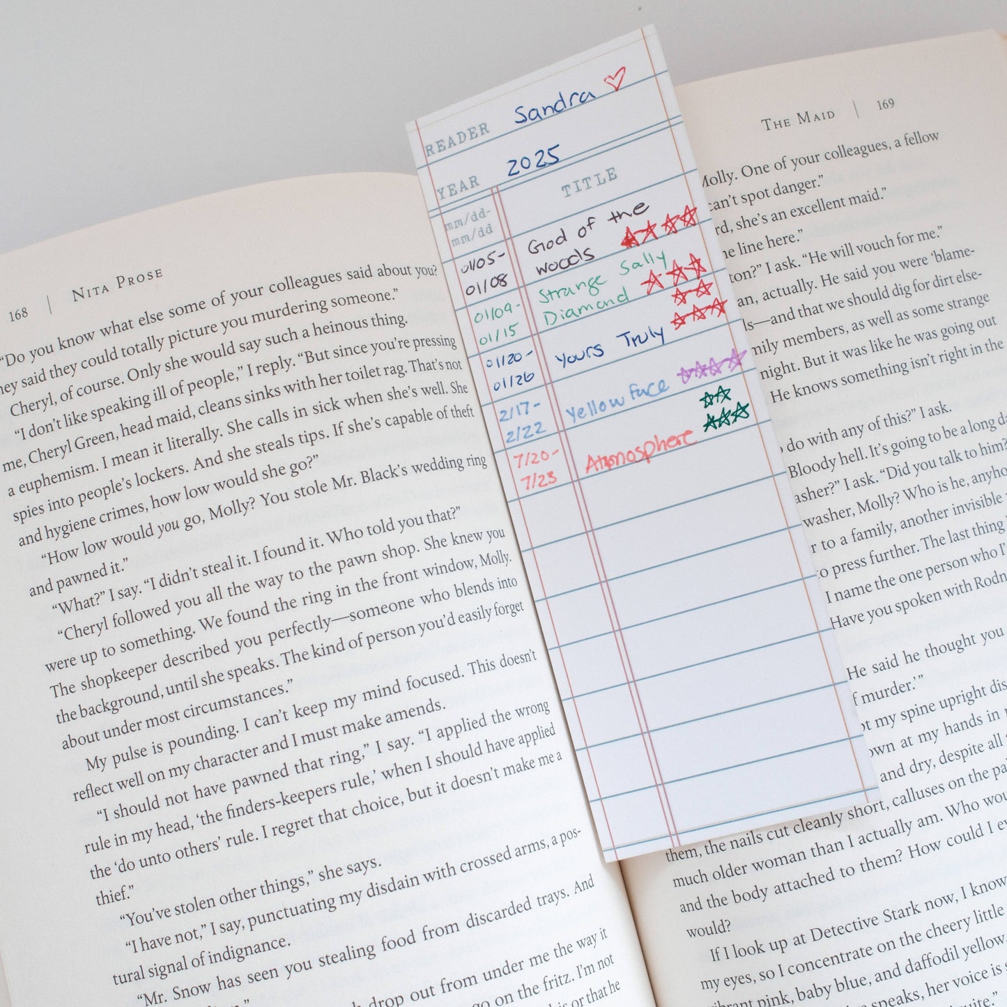 Desk of Sandra - Reading Log Bookmark