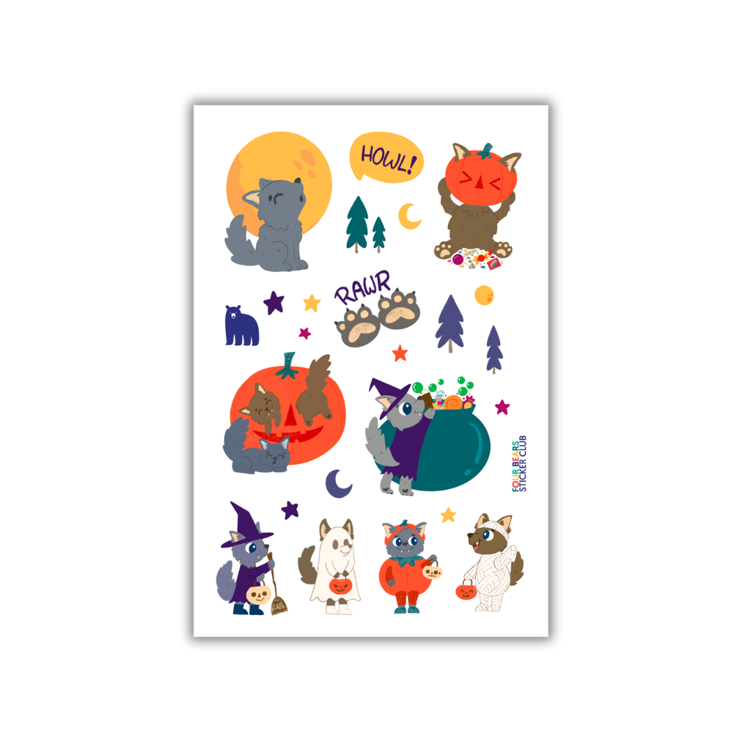 Four Bears Sticker Club - Howlin' Halloween Pups