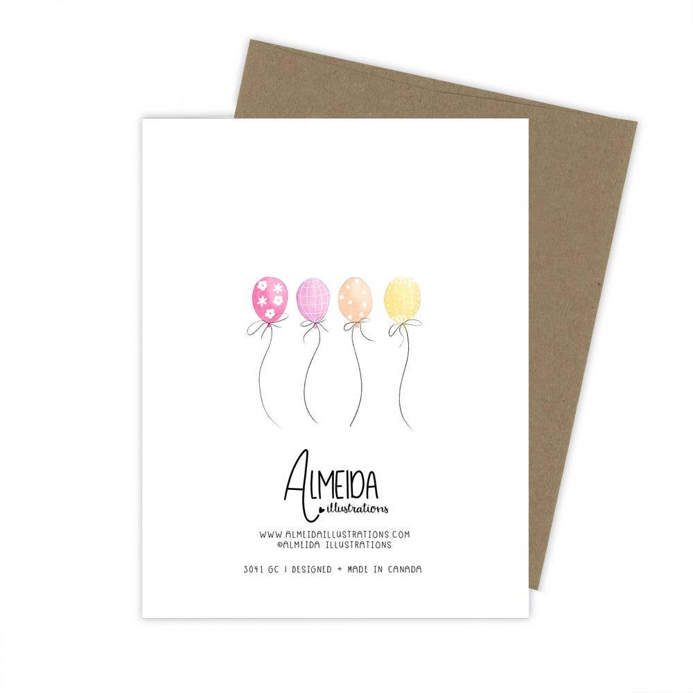 Almeida Illustrations - Bonne Fete Birthday Card | French Balloons Celebration Card