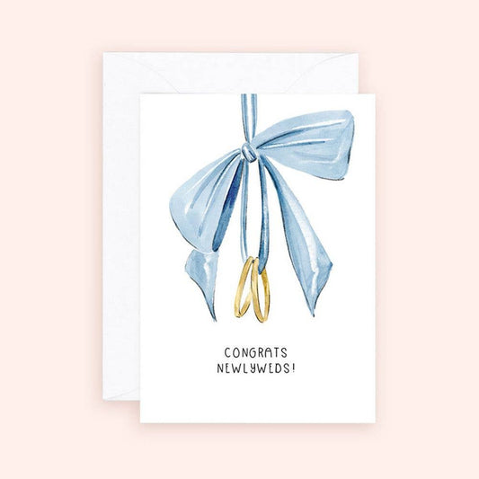 Almeida Illustrations - Mini Card - Wedding Rings & Bows Enclosure Card - Agricola Street Books