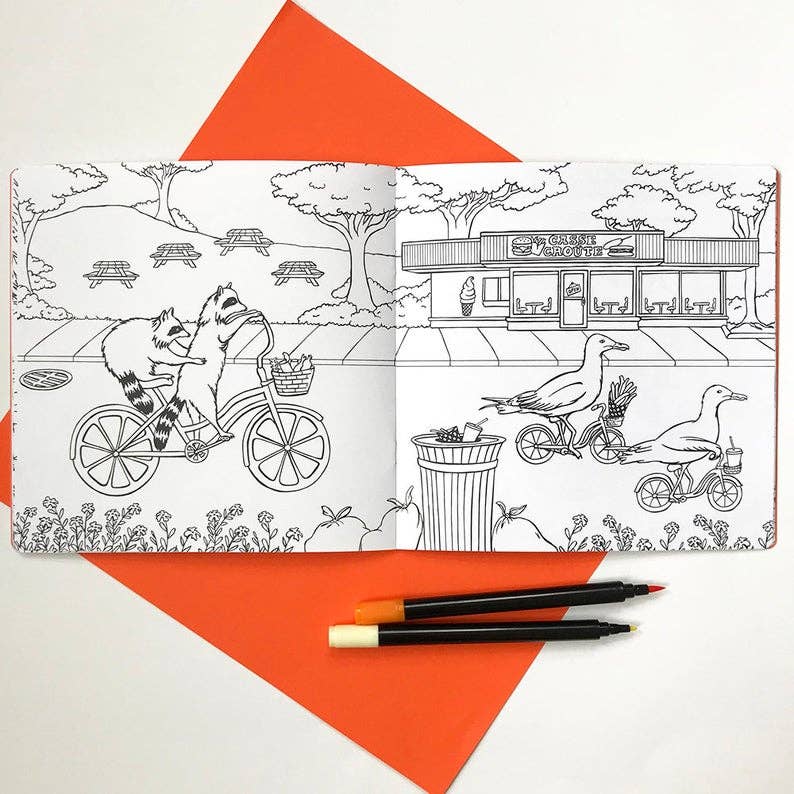 Sardines Studio - Coloring book - Animals on Bikes From the Forest to the Town - Agricola Street Books
