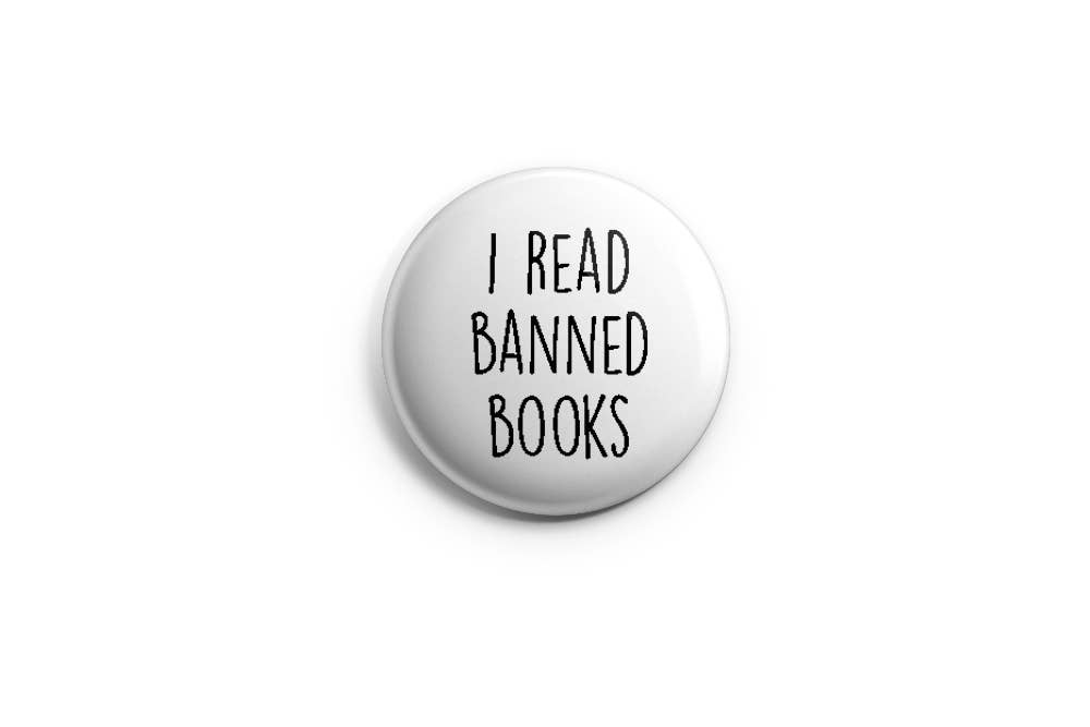 Prickly Cactus Collage - I Read Banned Books Pinback Button/ Badge - Agricola Street Books