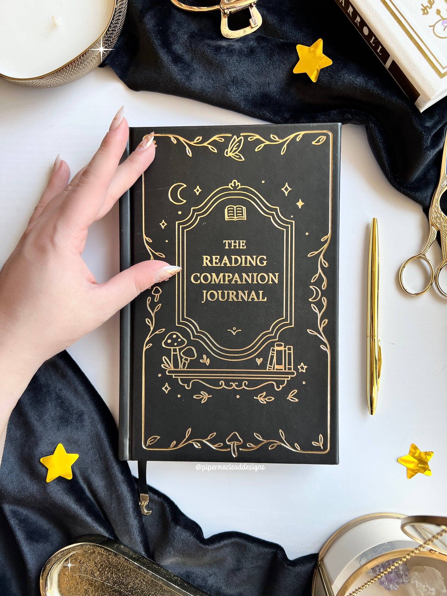 Piper MacLeod Designs - Reading Companion Journal | Vegan Leather & Gold Foil: No thanks! / Moon Veil Ivory