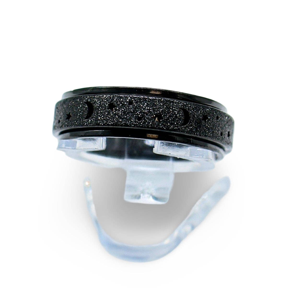 Arômes & Évasions - Rotating Ring - Stress Anxiety Relief - Stainless Steel - Moon and Star - Agricola Street Books