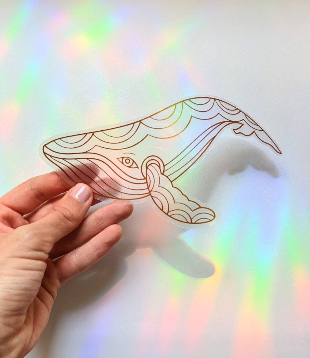 Prismatic Kitty - Whale Suncatcher Sticker | Window Cling | Coastal Decor