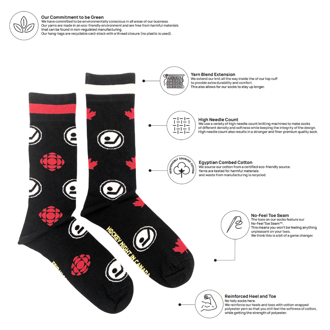 Friday Sock Co. - Men's CBC Hockey Night in Canada Logos Socks - Gift, Canada