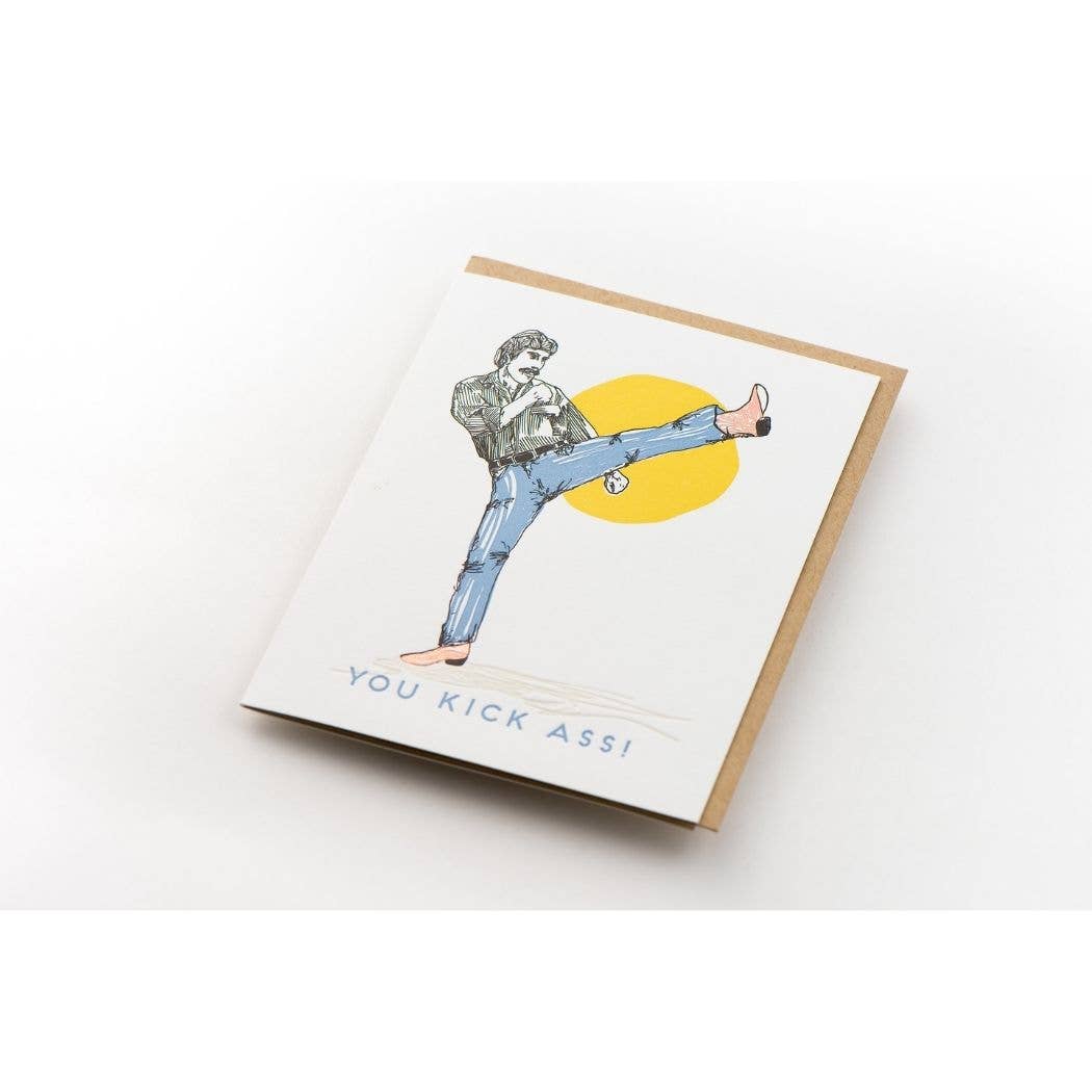 Porchlight Press Letterpress - You Kick Ass Throwback Card - Agricola Street Books